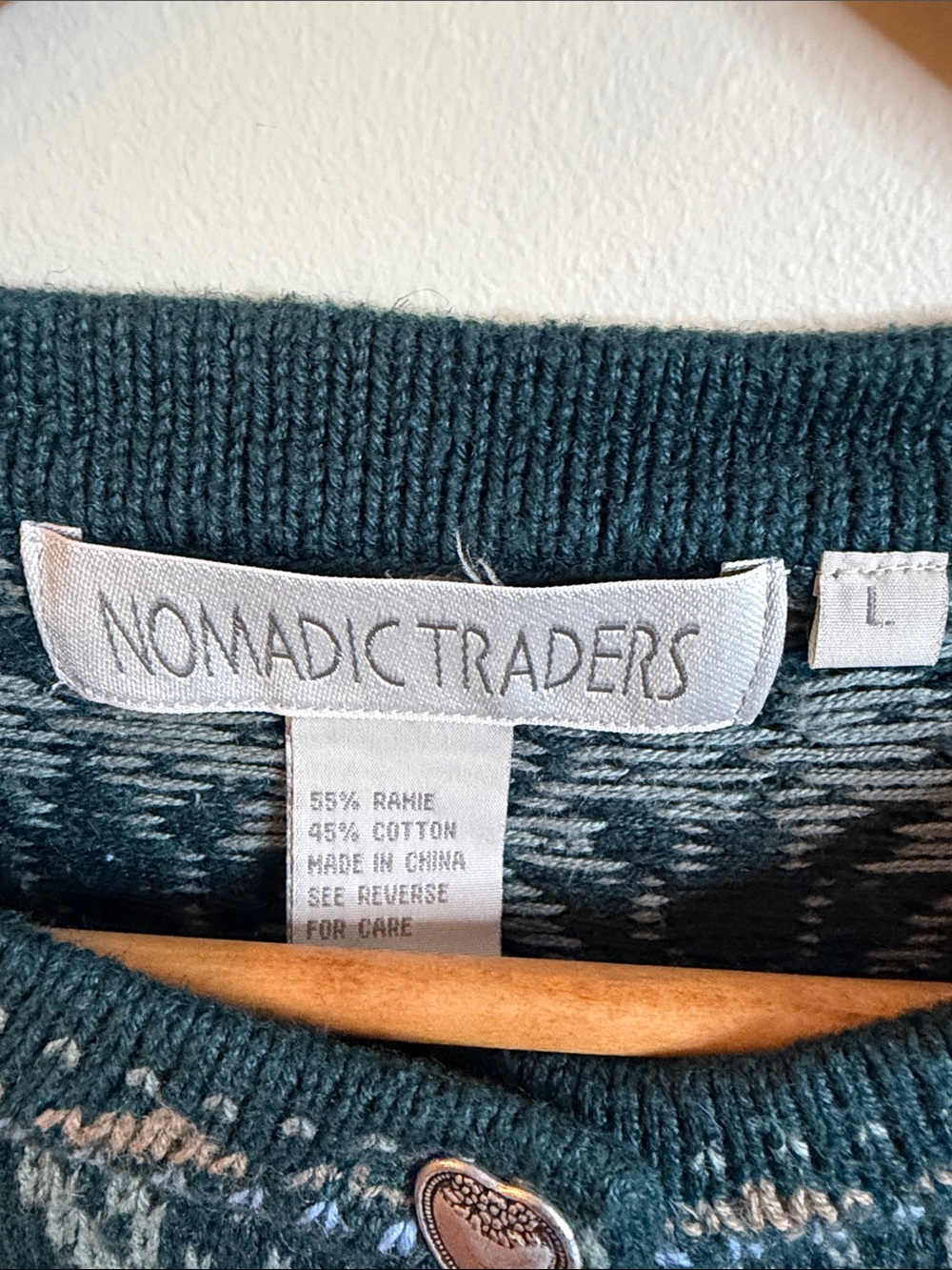 Nomadic Traders Teal & Purple Fair Isle Ramie/Cotton Blend Cardigan - Picture 2 of 4